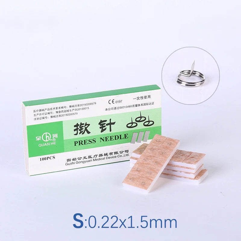 100Pcs/box Multi-Condition Ear Seed Acupressure Kit Disposable Press Needle Ear Seeds Acupuncture Vaccaria Plaster Bean Massagee