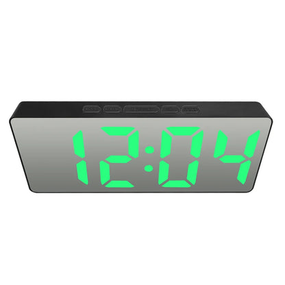 Curved Screen Clock Digital Led Alarm Clock with Temperature Display Large Mirror Clock Snooze Bedside Table Clock Room Decor