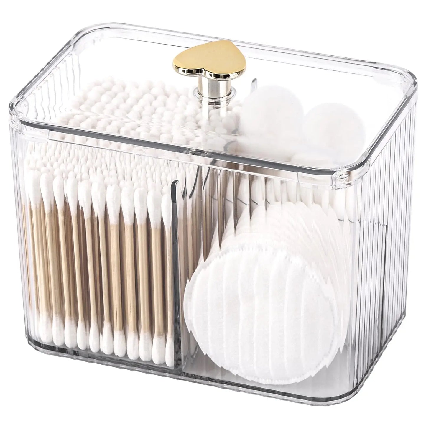 Qtip Holder Dispenser  Clear Bathroom Organizer Jar  Swab/Pad/Ball Holder Container Cosmetics Storage Boxes for Vanity