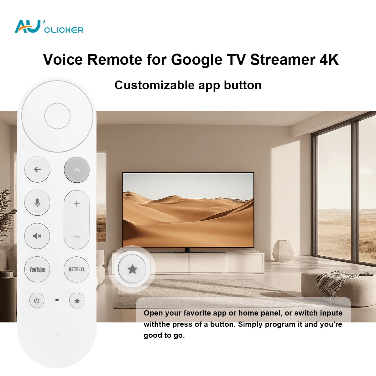 New RC-BT1991-V1 Replacement Remote Control Fit For Google TV Streamer 4K HDR Voice Remote Control with Find My Remote Feature