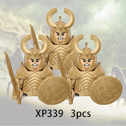 3pcs Lord Rings Elves Orcs Army Dwarf Rohan Mini Action Toy Figures Building Blocks Assembly Toys for Kids Birthday Gift