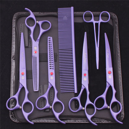 Pet Grooming Scissors Purple Dragon Japan Stainless Pink Curved Scissors For Dogs Dog Thinning Scissors Pet Chunker Shears Z3003