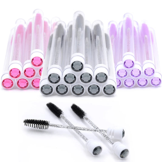 10pcs Diamond Eyelash Brushes Spoolies Reusable Lash Mascara Wands In Tubes Eye Brow Applicatos Eyelash Extension Combs Case