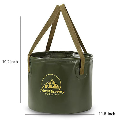 Outdoor Portable Folding Bucket, Picnic, Fishing Bucket, Camping, Water-filled Vegetables And Fruits (ForestGreen, 10L,5L)