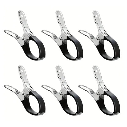 6 Pieces Durable Stainless Steel Pool Cover Clips with Blue Plastic Handles - Heavy Duty Windproof Spring Clips for Secure Above