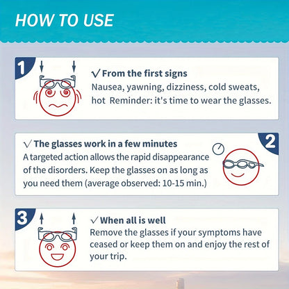 Kids' Motion Sickness Glasses - Ultra-Light Travel Essential for Car/Air/Sea and Cruise | Nausea Relief