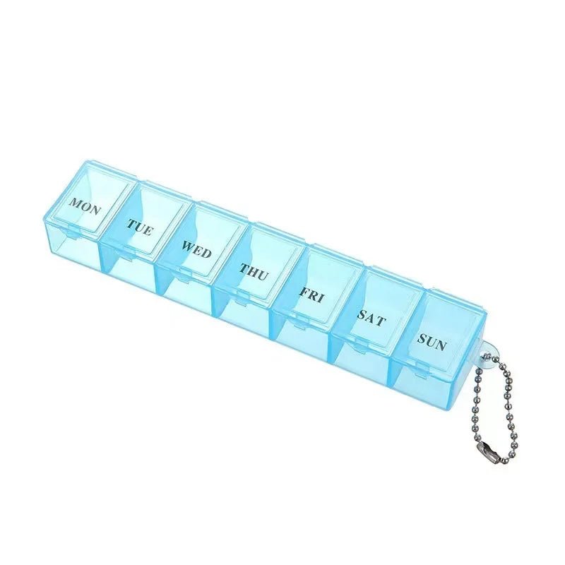 Mini Portable Transparent Medicine Box Waterproof Week-long Day-of-the-week Divider Small Pill Organizer Rectangle