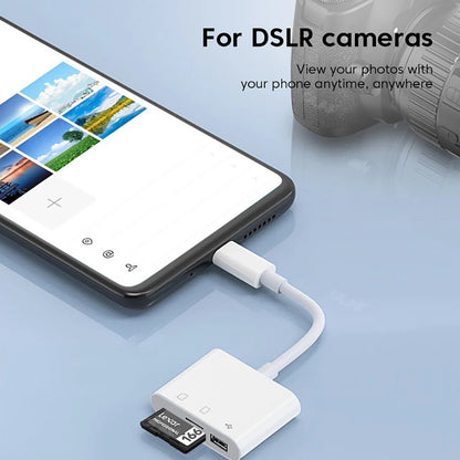 Type C Card Reader SD TF Memory Card Reader USB C OTG Adapter High Speed Data Transmitter for Phone 15 Macbook Smart Cell Phone