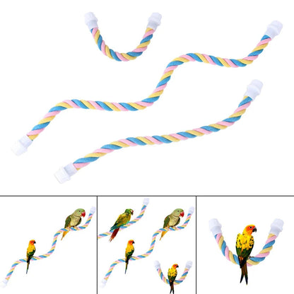 1PC Pet Bird Bite Toy Parrot Color Cotton Rope Toys Elastic Parrot Climbing Toys Sturdy Bird Swing rope Pet Cage Toy Swing Stand