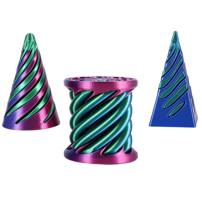 3 Pack Spiral Cone Fidget Toys 3D Printed Impossible Passthrough Pyramid Pillar Helix Screw Toys for Anxiety Relaxing