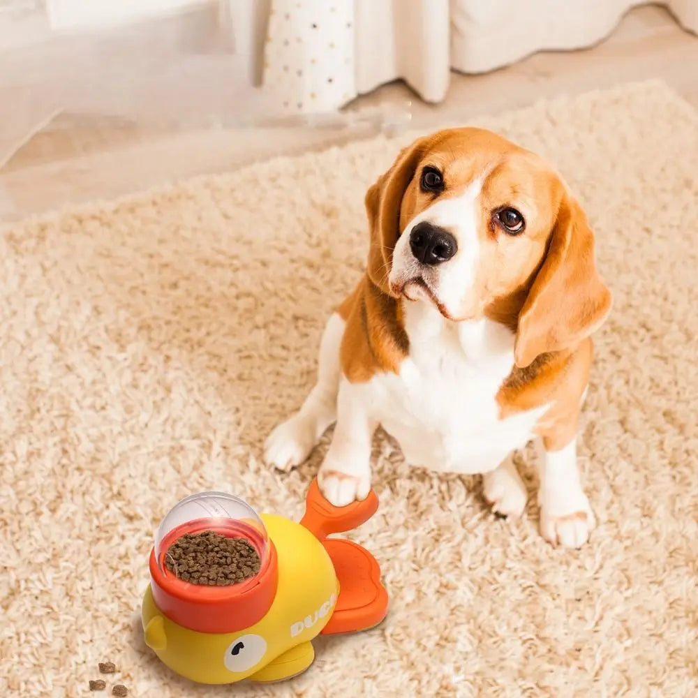 Automatic Pet Feeder - Cartoon Duck Design Dog Food Dispenser, Snack Trainer, Smart Portion Control Feeder for Cats & Dogs