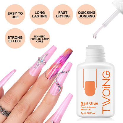 5pcs/2pcs 7g Super Strong Nail Glue For False Nail Tips, Acrylic Nails,Press OnNails,Fake Nails Art Decoration Lasting Adhesion