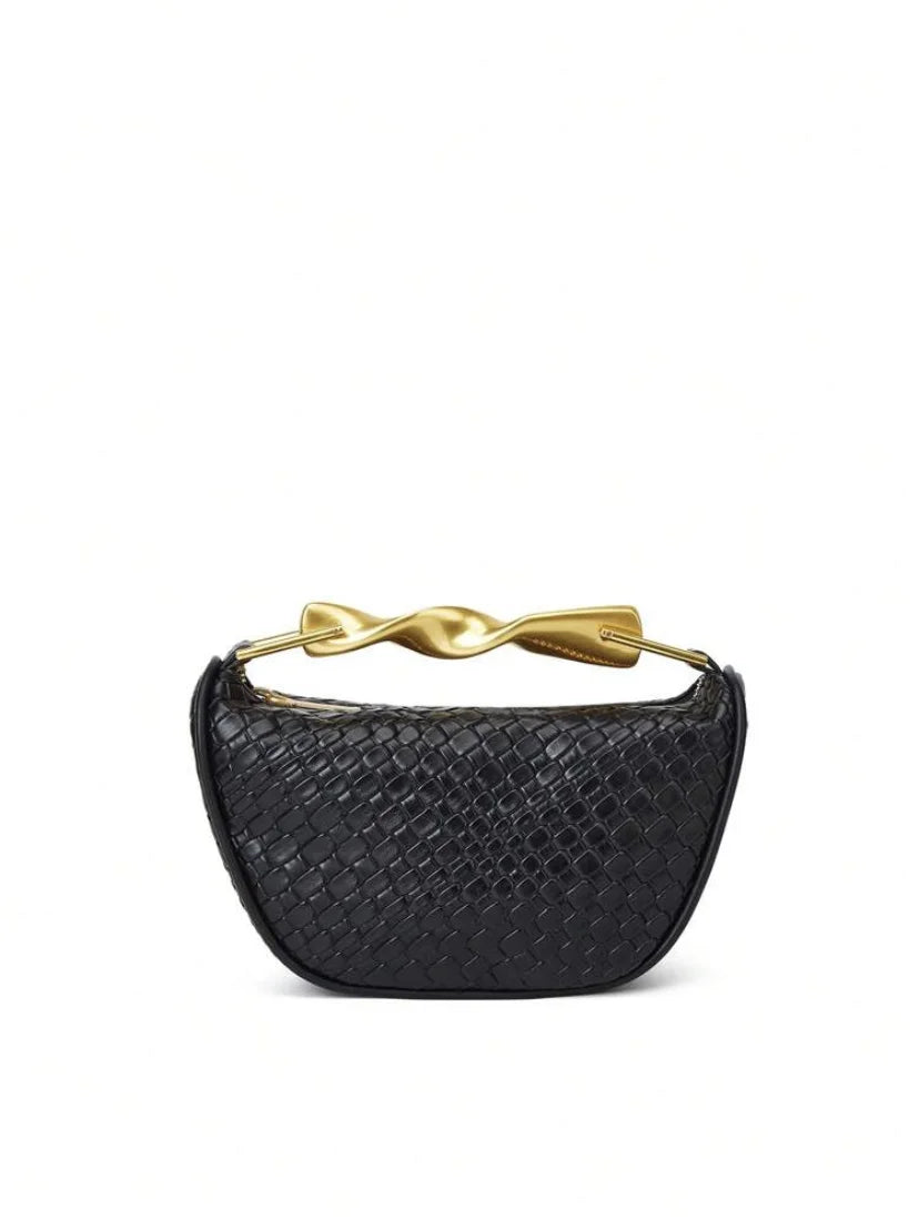 Summer Half-Moon Beach Straw Shoulder Bags Women's Straw Bucket Bag Purse Woven Straw Handbags Casual Tote Crossbody Bag