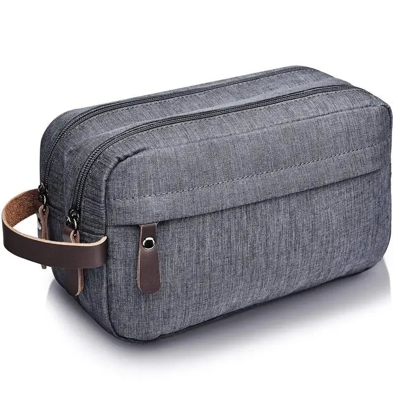 Foldable Men's Travel Toiletry Bag, Large Capacity Oxford Cloth Waterproof Bag, Double-Layer Storage for Cosmetics & Toiletries