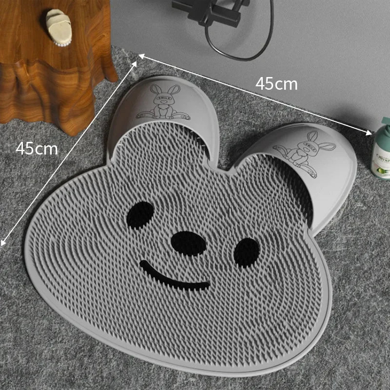 Rabbit Silicone Foot Scrubbing Mat Exfoliating Shower Massage Brush Back Massager Foot Scrubber Bathroom Non-slip Bath Mat Tools