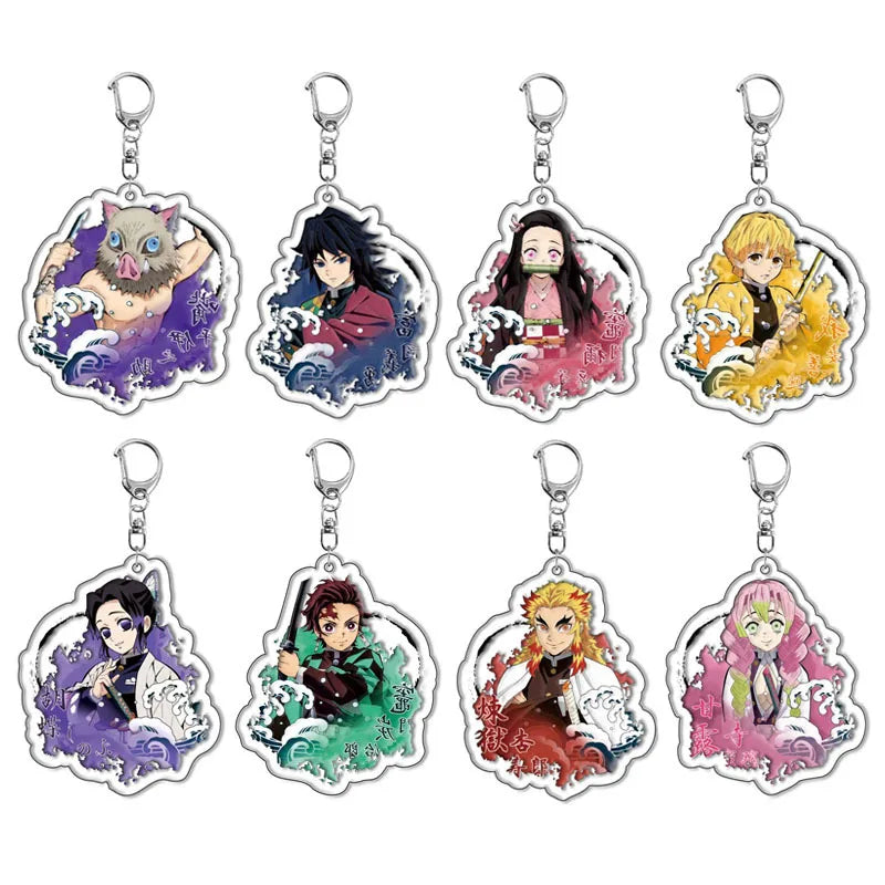 Demon Slayer doll toy Kimetsu No Yaiba Blade of Ghost Keychain Acrylic Pendant Car Key Chain Fans kids Xmas Gift Anime Jewelry