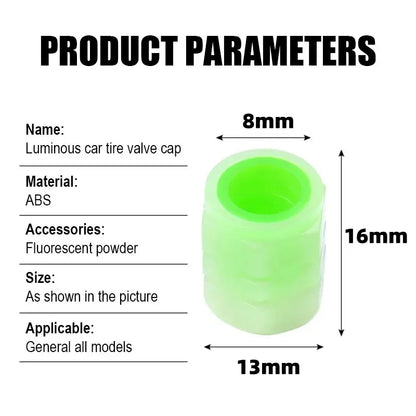 Luminous Car Tire Valve Cap Fluorescent Night Glowing Tire Decor Motorcycle Electric Bicycle Hub Valve Caps Car Accessories