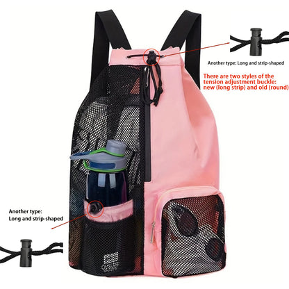 Drawstring Beach Storage Bag Sports Backpacks Basketball Bag Men Women Beach Backpacks Summer Swim Rucksack Mesh Sports Bag