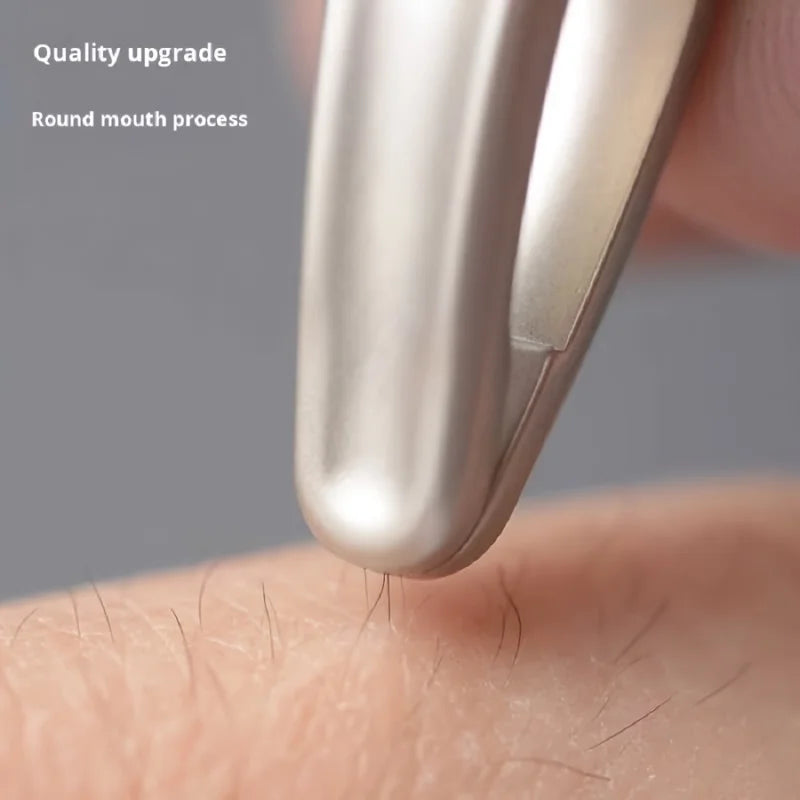 Premium Stainless Steel Round Head Tweezers for Eyebrow & Facial Hair Removal Seamless Clips Short Hair Precision Beard Clip