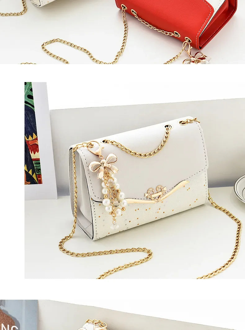 Crossbody women's bag with pendant chain Korean version ins fashion and versatile premium shoulder bag