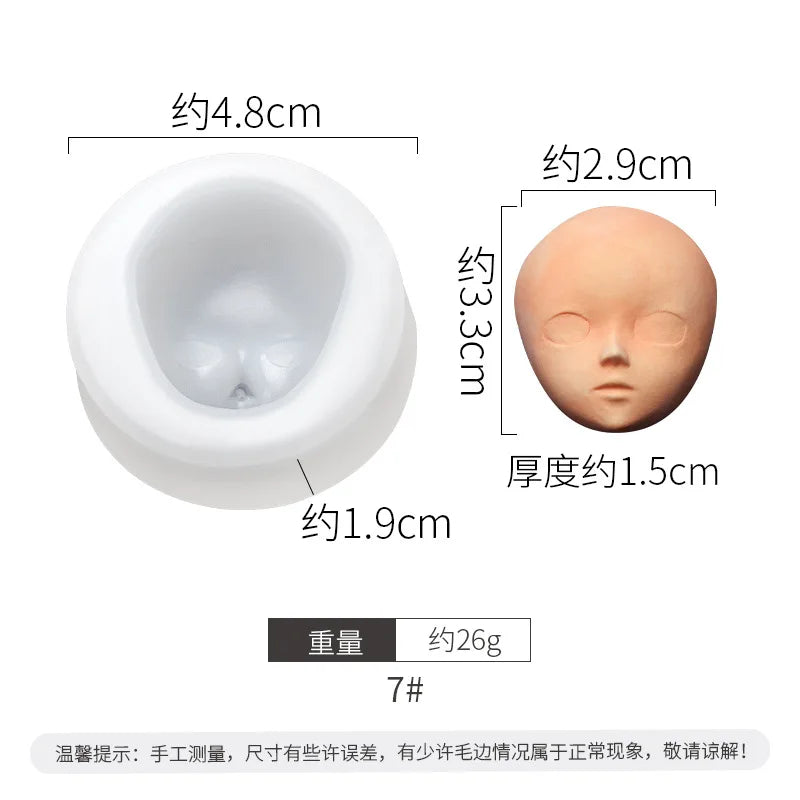 3D Baby Face Silicone Molds Human Facial Mould DIY Doll Modified Polymer Clay Fondant Cake Decor Action figure Handmade Mold
