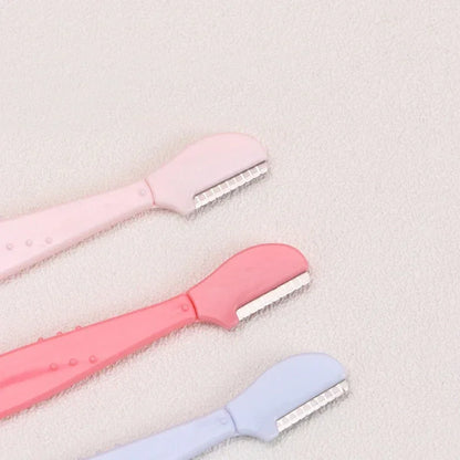 Karsyngirl 2/3/5Pcs Straight Handle Round Head Eyebrow Trimmer Beauty Tools Beginner Anti-scratch Eyebrow Trimmer Eyebrow Razor