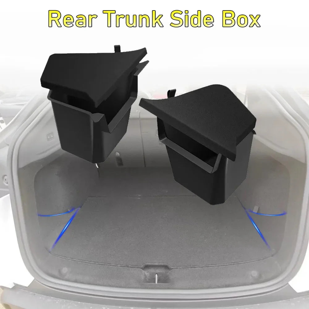 Trunk Organizer For Tesla Model Y Juniper Launch Refresh 2025 Rear Trunk Storage Bins Side Box Organiser TPE Trim Accessories