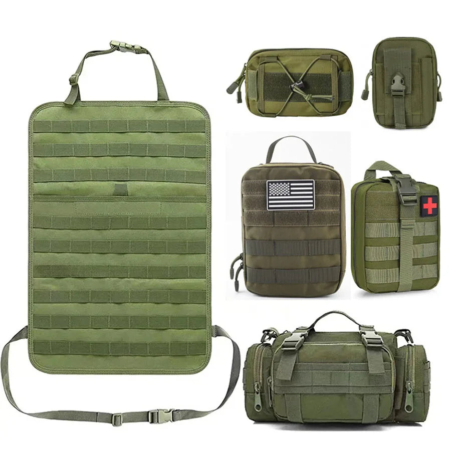 High Quality Multifunction 55*37CM 600D 6PCS In 1 Car Back Seat Tactical Hanging Storage Organizer