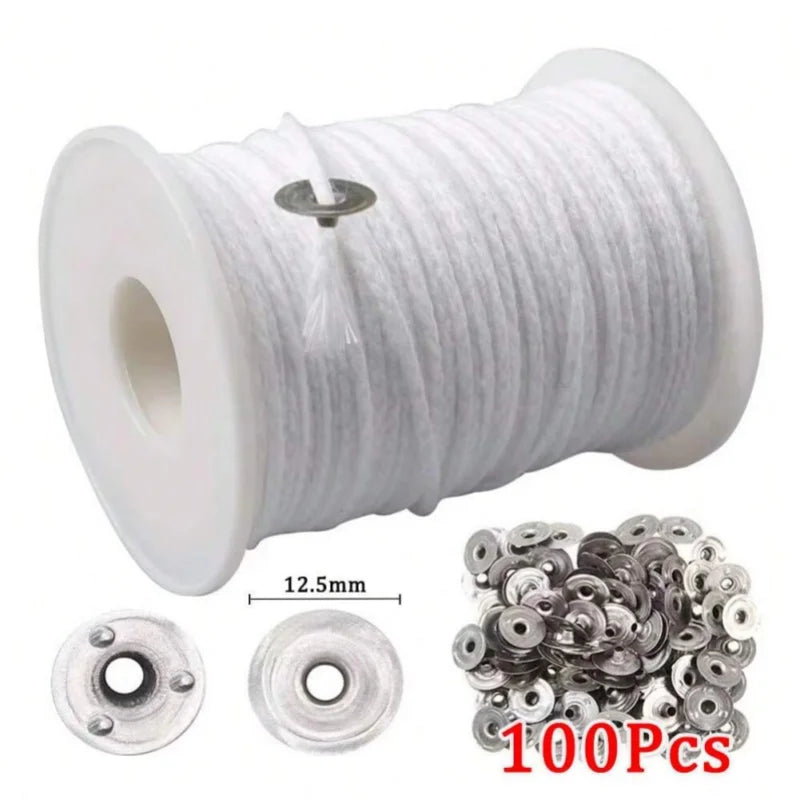 50/100pcs Candle Wicks Holder Waxed Cotton Candle Wicks Set with Stand Original Smokeless Candle Wicks Soy Oil Wax Core Supplies