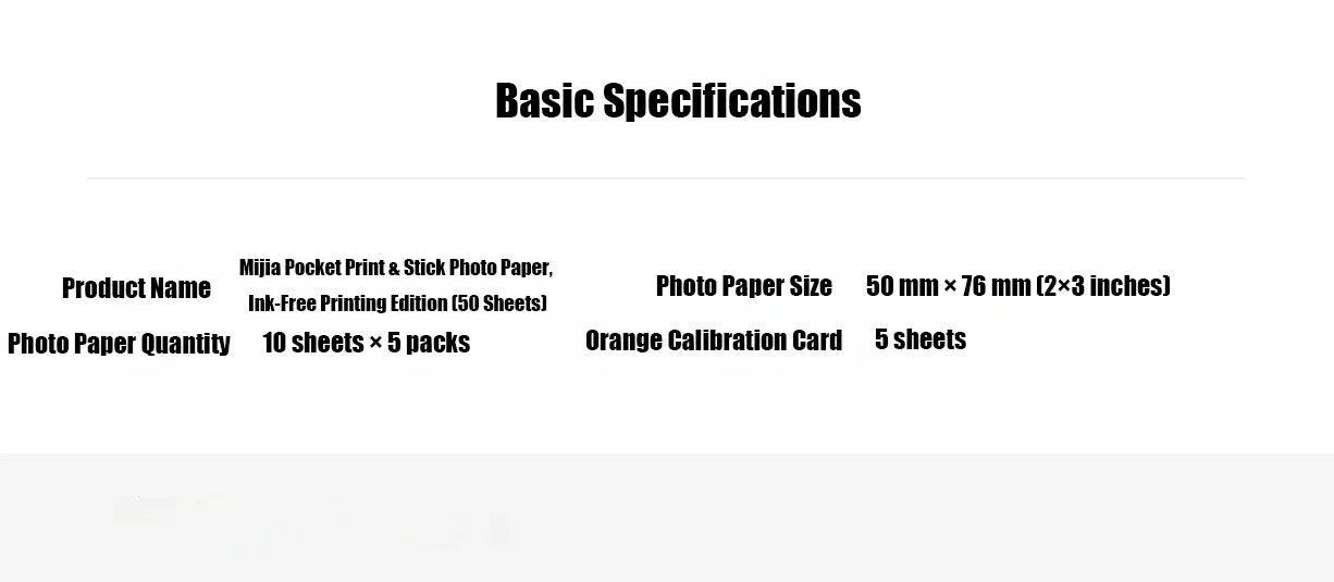 Original 100% Xiaomi ZINK Pocket Printer Paper Self-adhesive Photo Print 50pcs Sheets Xiaomi 3-inch Mini Pocket Photo Printer CN