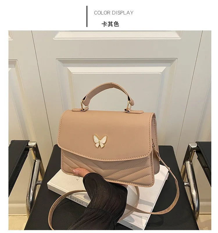 Lucky butterfly bag women's new fashion solid color simple texture trend beautiful casual shoulder messenger bag portable small