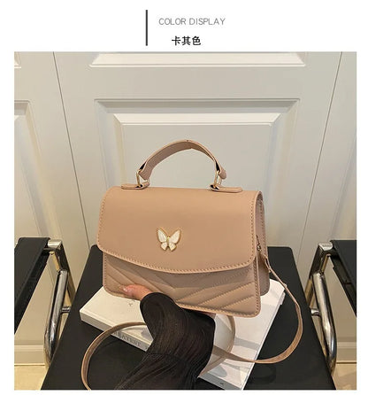 Lucky butterfly bag women's new fashion solid color simple texture trend beautiful casual shoulder messenger bag portable small