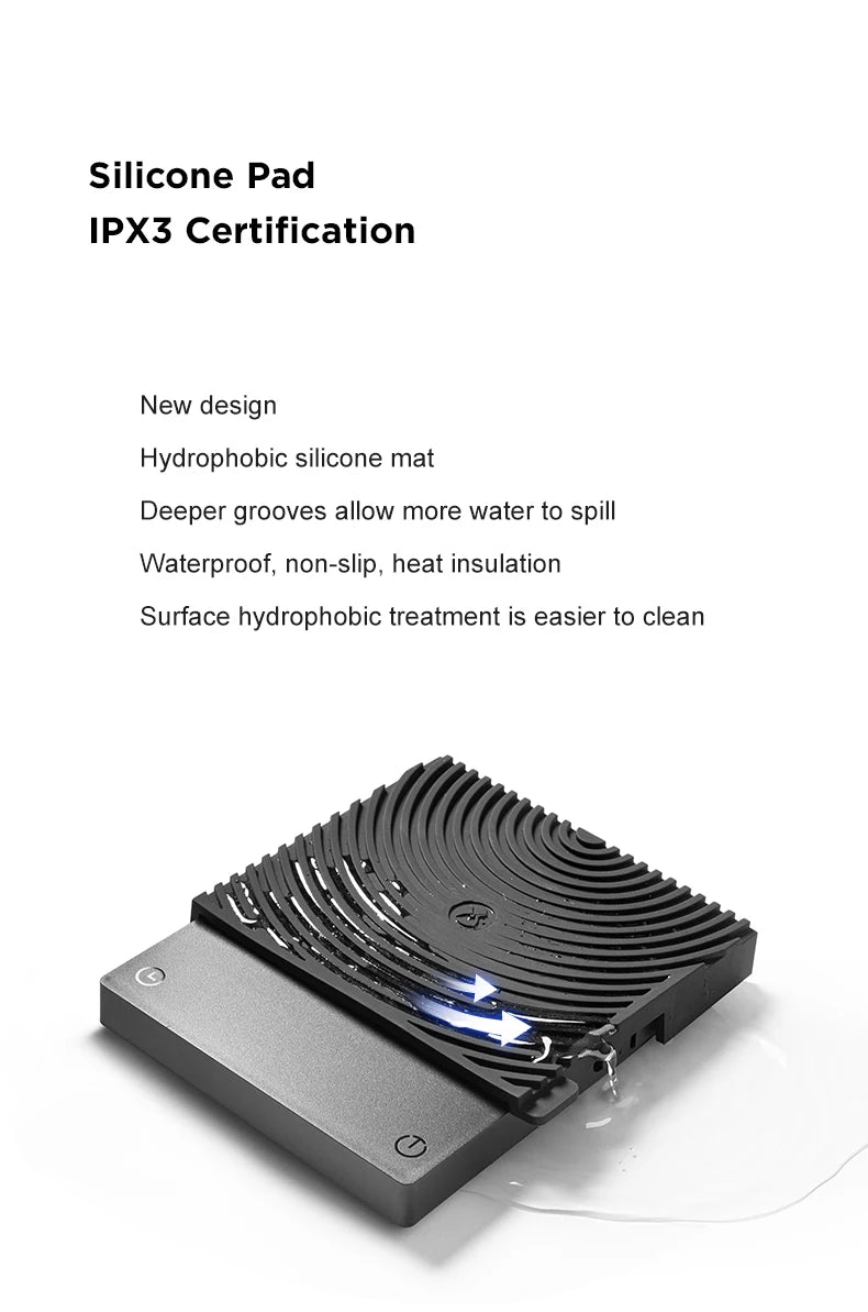 TIMEMORE Scale Black Mirror Mini Pour over Espresso Scale With Brewing Flow Rate and Heat Insulation Pad Electronic Coffee Scale