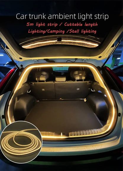 Flexible LED Ambient Light Strip 5m DC12V for Tesla Model Y 3 S After Trunk Frunk Silicone Interior Car Decorative Lamp DIY Lamp