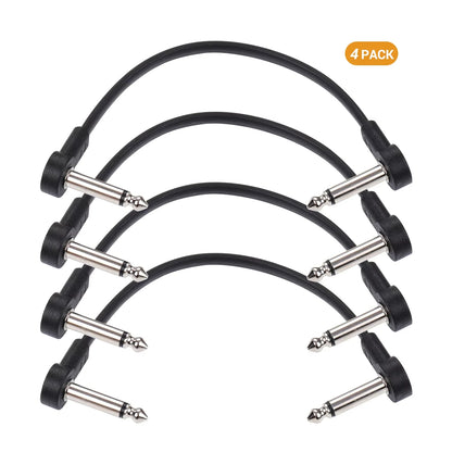Miwayer Guitar Effect Pedal Flat Patch Cables 5 Inch Length with 1/4 Inch Right Angle Connectors Patch Cable Kit 1 Packs
