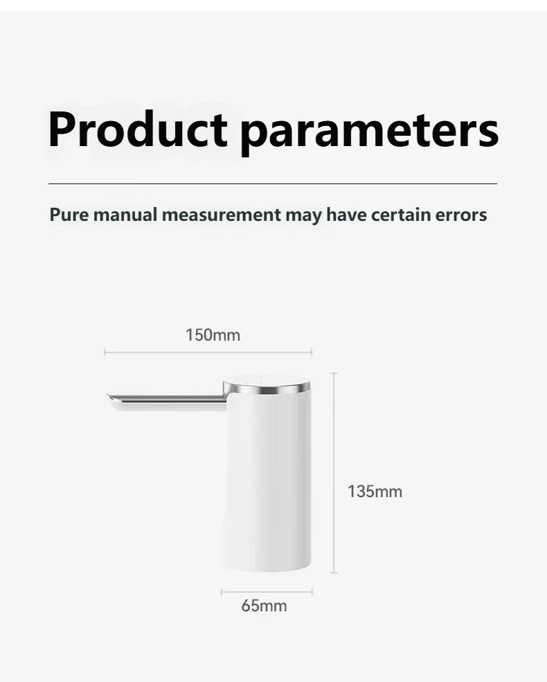 HOMEFISH Electric Water Bottle Pump 1200mAh Type C Rechargeable with LED Display Automatic Touch Button 3 Quantitative Settings