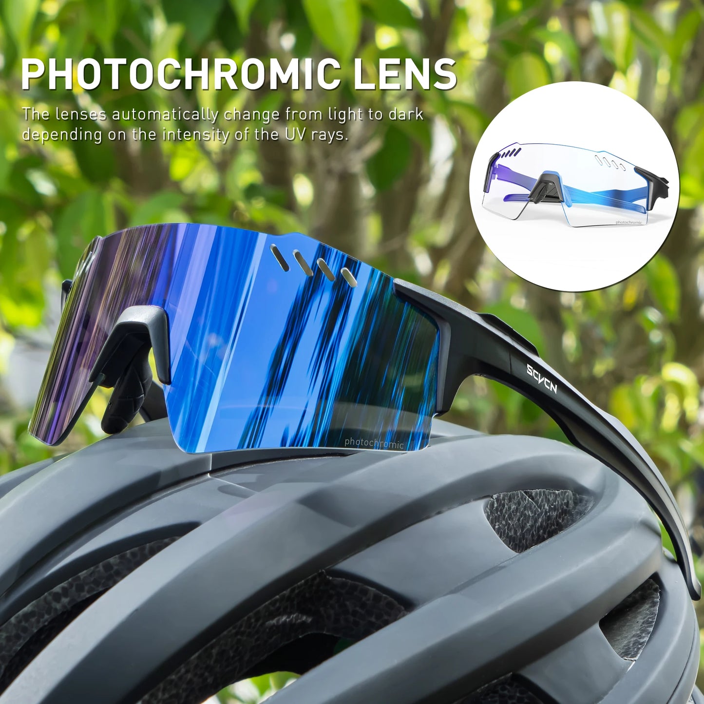 SCVCN Red Photochromic Sunglasses Cycling Glasses Sports for Men Mountain Bike Road Bicycle Eyewear Fashion Goggles MTB UV400