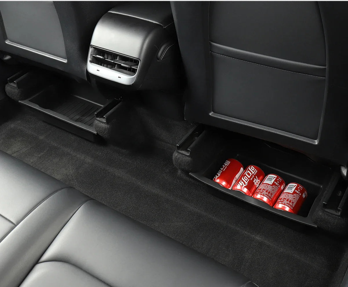 Underseat Storage Box for Tesla Model Y 2021-2024 Seats Drawer TPE Hidden Storage Tray Push Pull Car Organizer Car Accessories