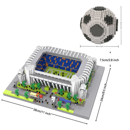 Knew Built Madrid Soccer Stadium with Soccer Ball Micro Blocks, Building Toys, Experience the Joy of Footballive, Good Deco Gift