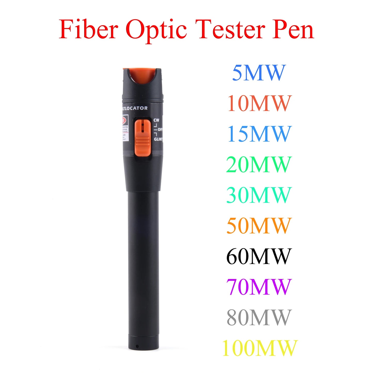 1PCS Fiber Optic Tester Tool 5MW/10MW/15MW/20MW/30MW/50MW/60MW FTTH Optic Laser Pen SC/FC/ST Adjustable Red Light Power Meter