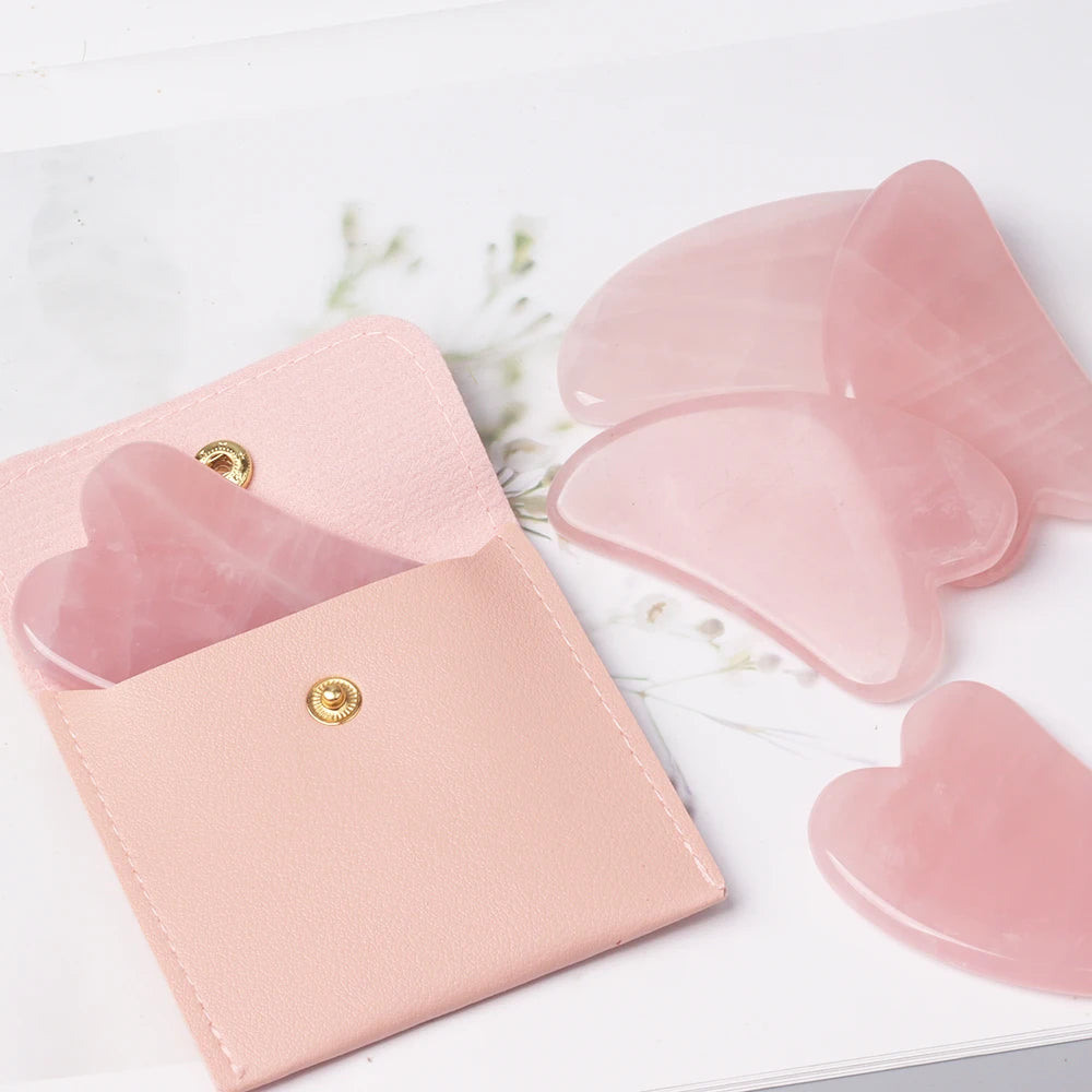 Natural Stone GuaSha Tool Jade Facial Beauty Rose Quartz Scraping Crystal Massager Firm Skin Face Gua Sha SPA