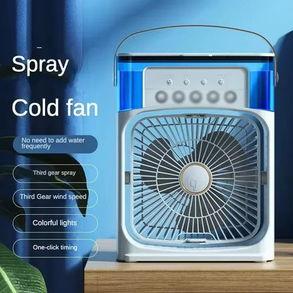 Lenovo 5 Holes Air Conditioner Fan USB Air Cooler Humidifier Water Portable Mist Spray LED Night Light Desktop Cooling Fan 2026