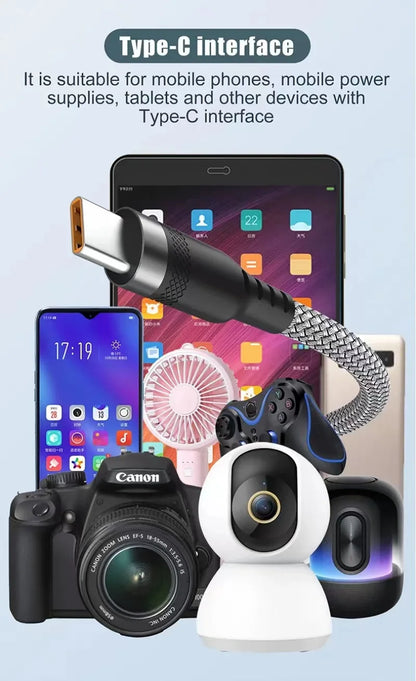 USB TYPE C Cable 5A Super Fast Charge Cable for iPhone 15 16 17 Full range Huawei Samsung oppo oneplus Universal USB C Extension