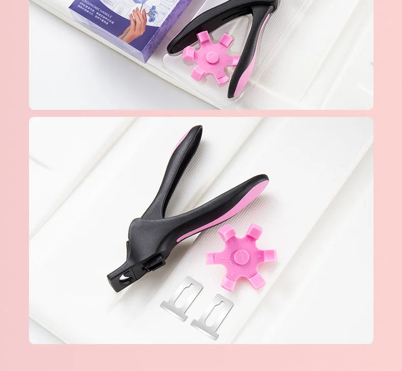 U-shaped French False Nail Scissors Acrylic Nail Clipper Adjustable Nail Tip Cutter Trimmer Manicure with Sizer Precise Cutting