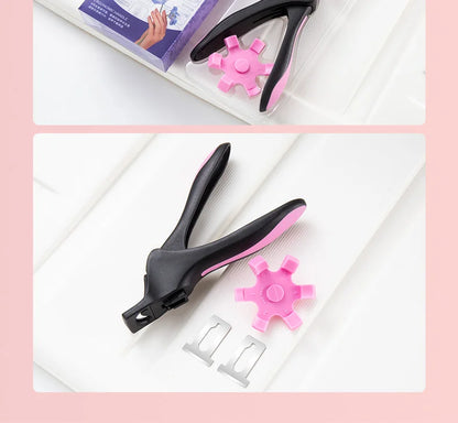 U-shaped French False Nail Scissors Acrylic Nail Clipper Adjustable Nail Tip Cutter Trimmer Manicure with Sizer Precise Cutting