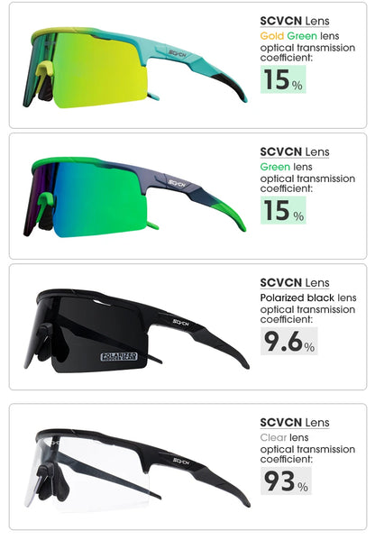 SCVCN Photochromic Cycling Glasses for Men Women Outdoor Sports Bicycle Sunglasses MTB Mountain Bike Goggles Road Eyewear UV400