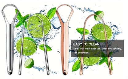 Adult Tongue Scraper Set Stainless Steel Spoon shaped tongue scraper, Reduces Bad Breath,Easy to Use,Oral Hygiene Tongue Cleaner