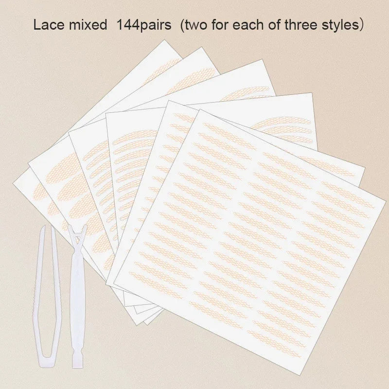 Lace Mesh Olive-shaped Eyelid Paste-shaped Invisible Double Fold Eyelid Shadow Tape Sticker Beauty Makeup Eyelid Tool 180-480Pcs
