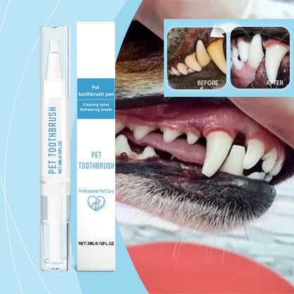 Pet Toothbrush Pen Teeth Cleaning Tool Fresh Breath Pet Toothbrush Toothpaste All-in-One Teeth Cleaning for Dogs and Cats