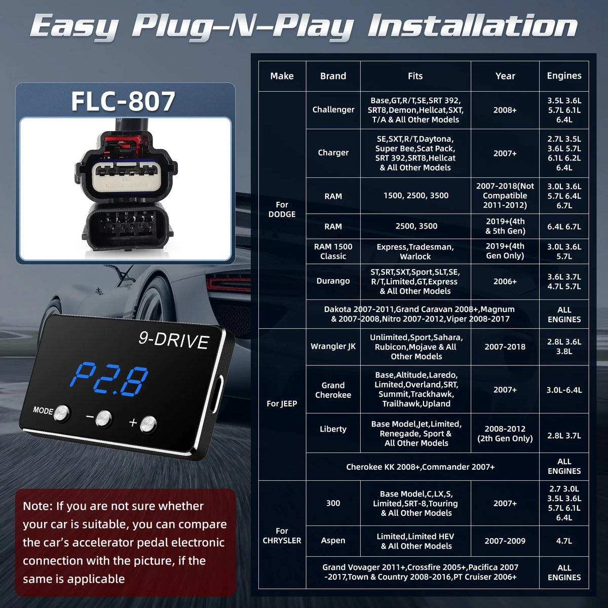 Racing Power Accelerator Controller Plug Play 9-Drives Electronics Throttle Controller Car Pedal Booster Tuning Parts Accessory